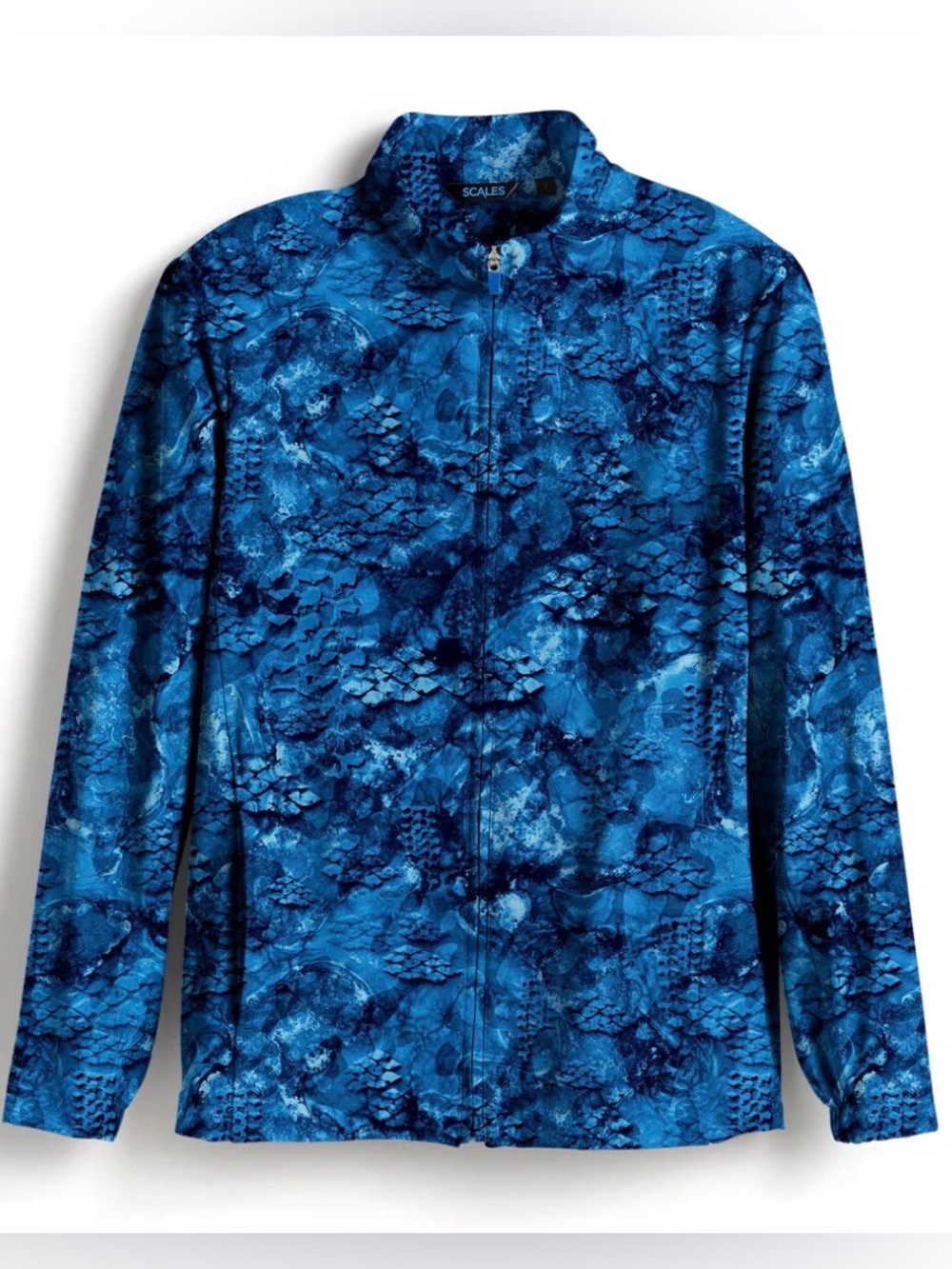 SCALES Men's Blue Textured Zip Shirt Jacket
